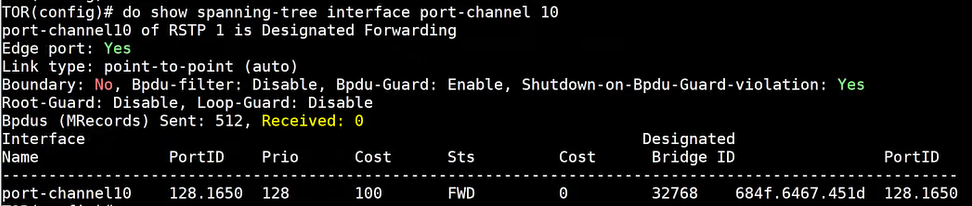 show spanning-tree interface port-channel command